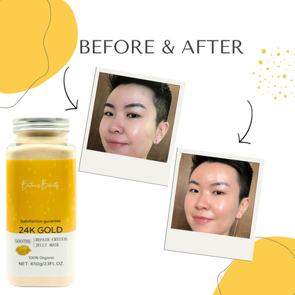 Britains Beauty 24K Gold Repair Crystal Jelly Mask - Organic Soothe & Repair, Hydrating, Anti-Aging, Exfoliating, Revitalizing - 650g