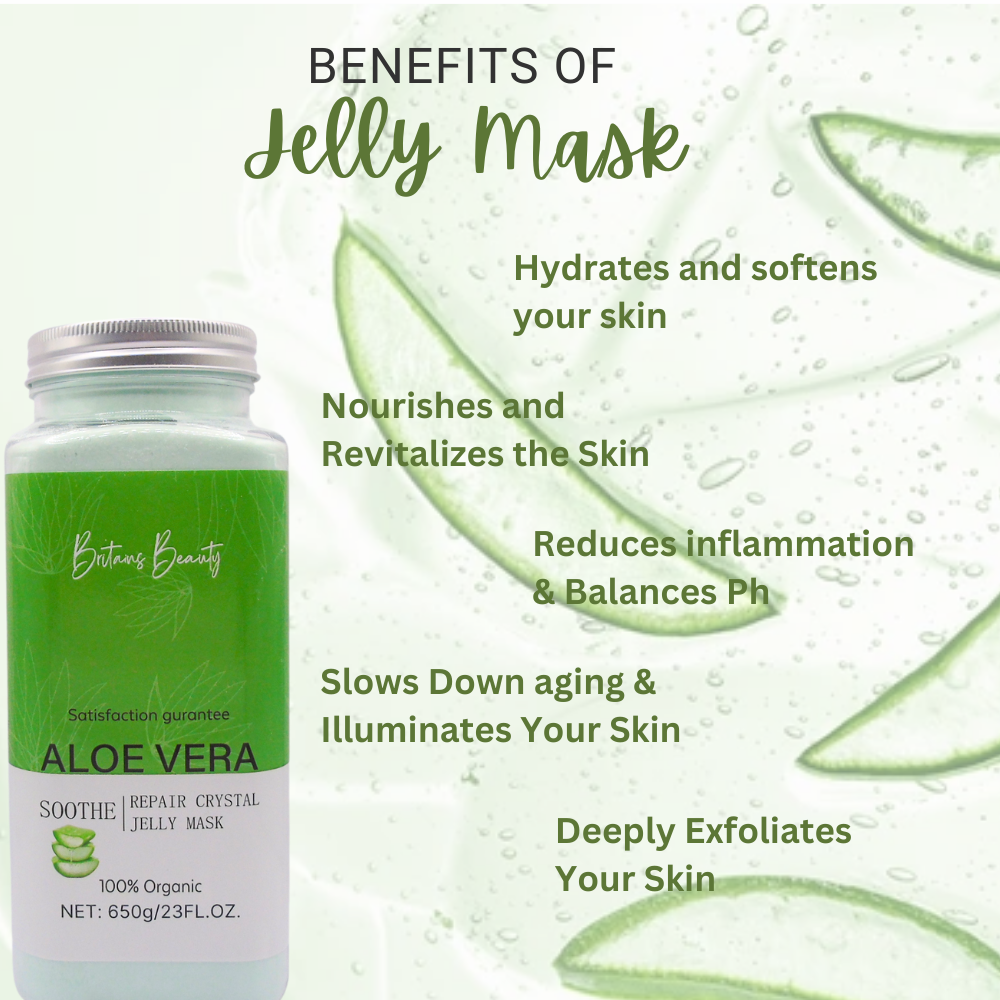 Britains Beauty Aloe Vera Repair Crystal Jelly Mask - 100% Organic, Deep Hydration, Anti-Aging, Soothing & Revitalising Skin Care - 650g/23 FL.OZ