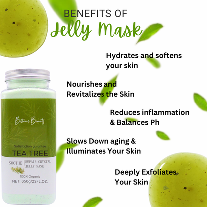 Britains Beauty Tea Tree Repair Crystal Jelly Mask - Pure Organic Soothe & Hydrate Formula for Clear, Radiant Skin - Deep Pore Cleansing, Anti-Inflammatory, Natural Ingredients, 23 FL.OZ