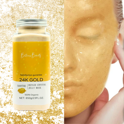 Britains Beauty 24K Gold Repair Crystal Jelly Mask - Organic Soothe & Repair, Hydrating, Anti-Aging, Exfoliating, Revitalizing - 650g