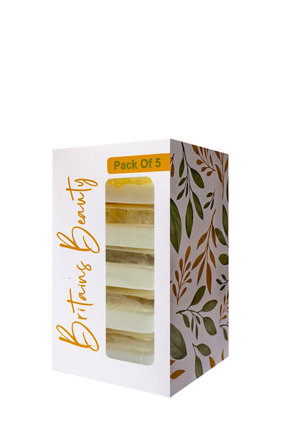 Britains Beauty Homemade Coconut Oil Soap - Natural Moisturizing Cleanser, Pack of 3 & Pack of 5, Each Bar Weighs 100g, Eco-Friendly Packaging