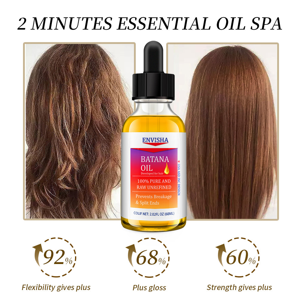 Batana Oil 60ml - Pure and Raw Unrefined Hair Treatment Oil for Split Ends and Breakage Prevention