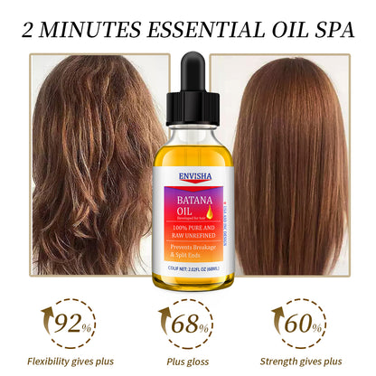 Batana Oil 60ml - Pure and Raw Unrefined Hair Treatment Oil for Split Ends and Breakage Prevention