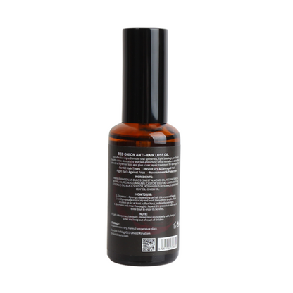 Britains Beauty Red Onion Anti-Hair Loss & Thickening Hair Oil - Nourish & Protect for All Hair Types, Non-Greasy Formula, Natural Ingredients with Black Seed, Coconut & Rosemary Oils, 50ml