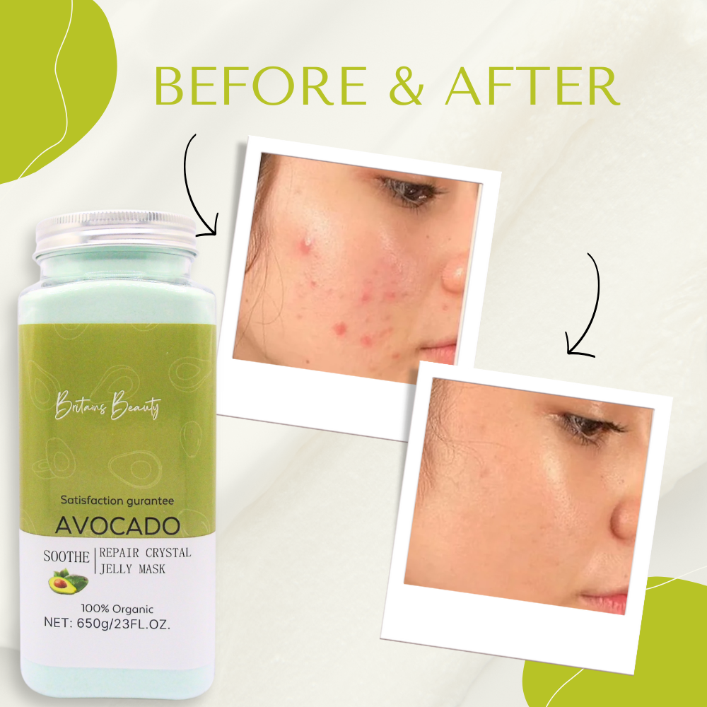 Britain's Beauty Avocado Soothe & Repair Crystal Jelly Mask - 650g | Deep Hydration, Natural Ingredients, Glowing Skin, Gentle Exfoliation, 100% Organic