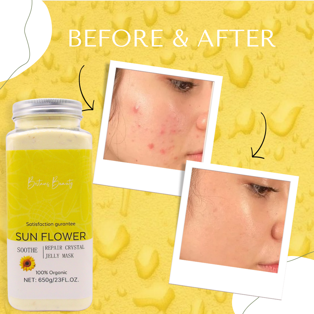 Sunflower Soothe & Repair Crystal Jelly Mask by Britain's Beauty - Hydrating Organic Facial Treatment, Enhances Skin Radiance and Texture, 650g/23FL.OZ