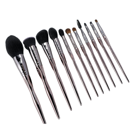 Britains Beauty Silver Makeup Brush Set – Complete 11-Piece Premium Synthetic Bristle Kit with Sleek Storage Case for Foundation, Blending, Blush, Eye Makeup – Vegan, Cruelty-Free Beauty Tools