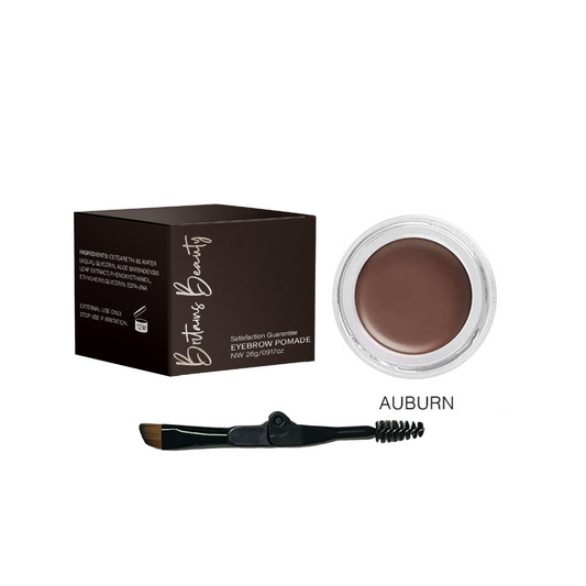 Britains Beauty Long-Lasting Auburn Eyebrow Pomade for Perfect Brows - Waterproof, Smudge-Free, Natural Finish - Includes Dual-Ended Brush and Spoolie - 26g / 0.91oz