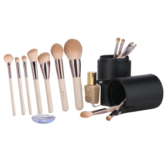 Britains Beauty Makeup Brush Set – Complete 14-Piece Premium Synthetic Bristle Kit with Sleek Storage Case for Foundation, Blending, Blush, Eye Makeup – Vegan, Cruelty-Free Beauty Tools
