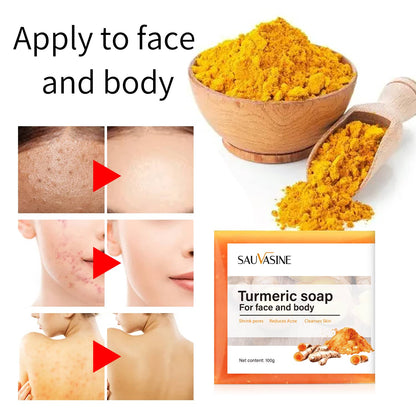 Britains Beauty Turmeric Soap for Face and Body - Natural Acne Treatment, Pore Shrinker, Anti-Inflammatory, Skin Cleanser - 100g