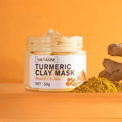 Britains Beauty Turmeric Clay Mask with Vitamin C & Aloe - Anti-Sensitive, Whitening, Acne Removal, Moisturising Facial Mask - 50g - Natural Skin Care for Lifting, Repairing, and Brightening