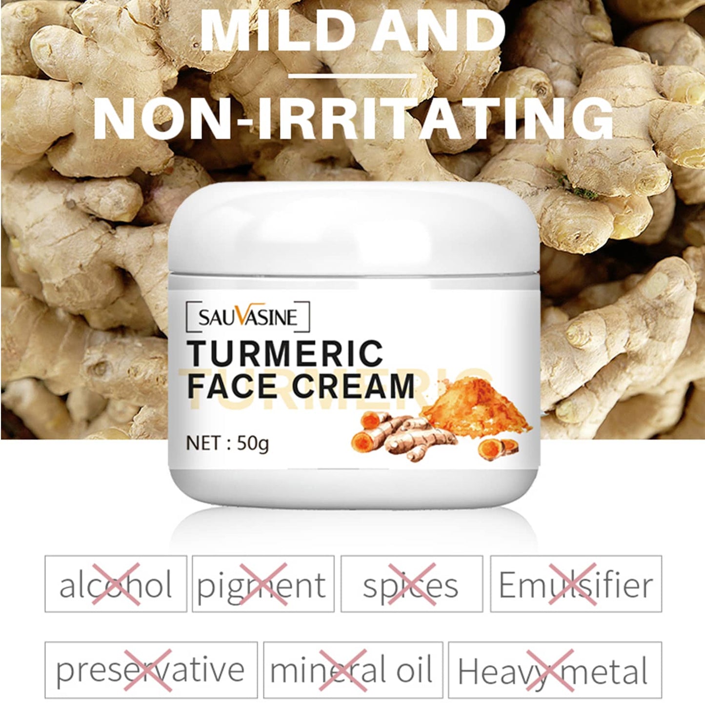 Britains Beauty Turmeric Face Cream – Britains Beauty Whitening Cream for Anti-Aging, Moisturizing, Skin Brightening, Acne Marks Repair – 50g Natural Herbal Formula