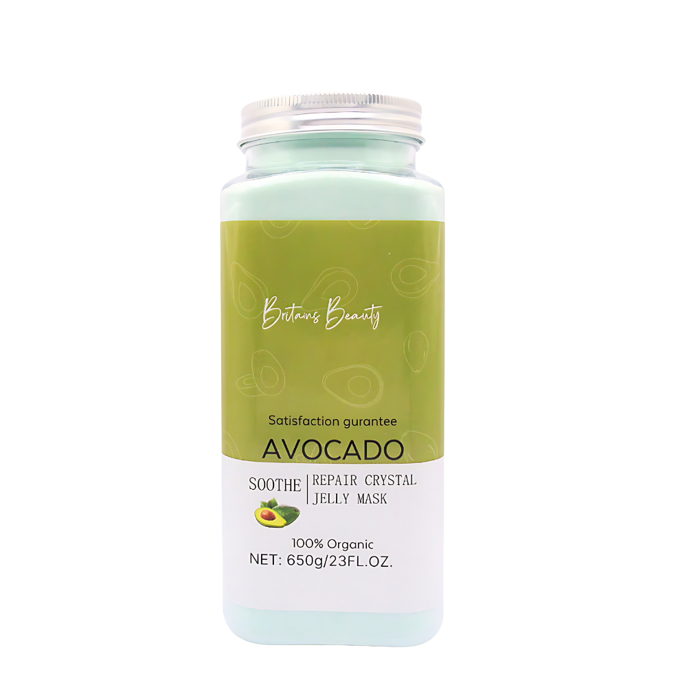 Britain's Beauty Avocado Soothe & Repair Crystal Jelly Mask - 650g | Deep Hydration, Natural Ingredients, Glowing Skin, Gentle Exfoliation, 100% Organic