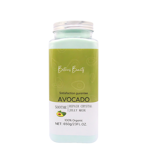 Britain's Beauty Avocado Soothe & Repair Crystal Jelly Mask - 650g | Deep Hydration, Natural Ingredients, Glowing Skin, Gentle Exfoliation, 100% Organic