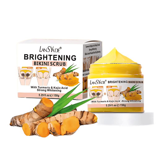 Brightening Bikini Scrub - Turmeric & Kojic Acid, Whitening and Brightening for Private Parts, Dark Spots Removal, 150g, Strong Whitening, Smooth Skin