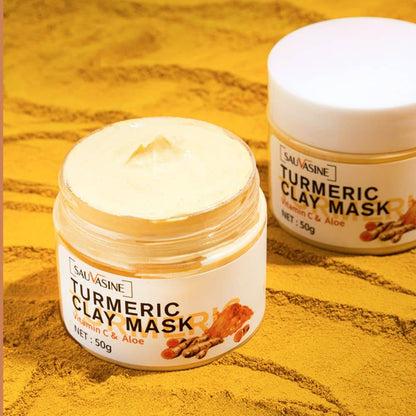 Britains Beauty Turmeric Clay Mask with Vitamin C & Aloe - Anti-Sensitive, Whitening, Acne Removal, Moisturising Facial Mask - 50g - Natural Skin Care for Lifting, Repairing, and Brightening