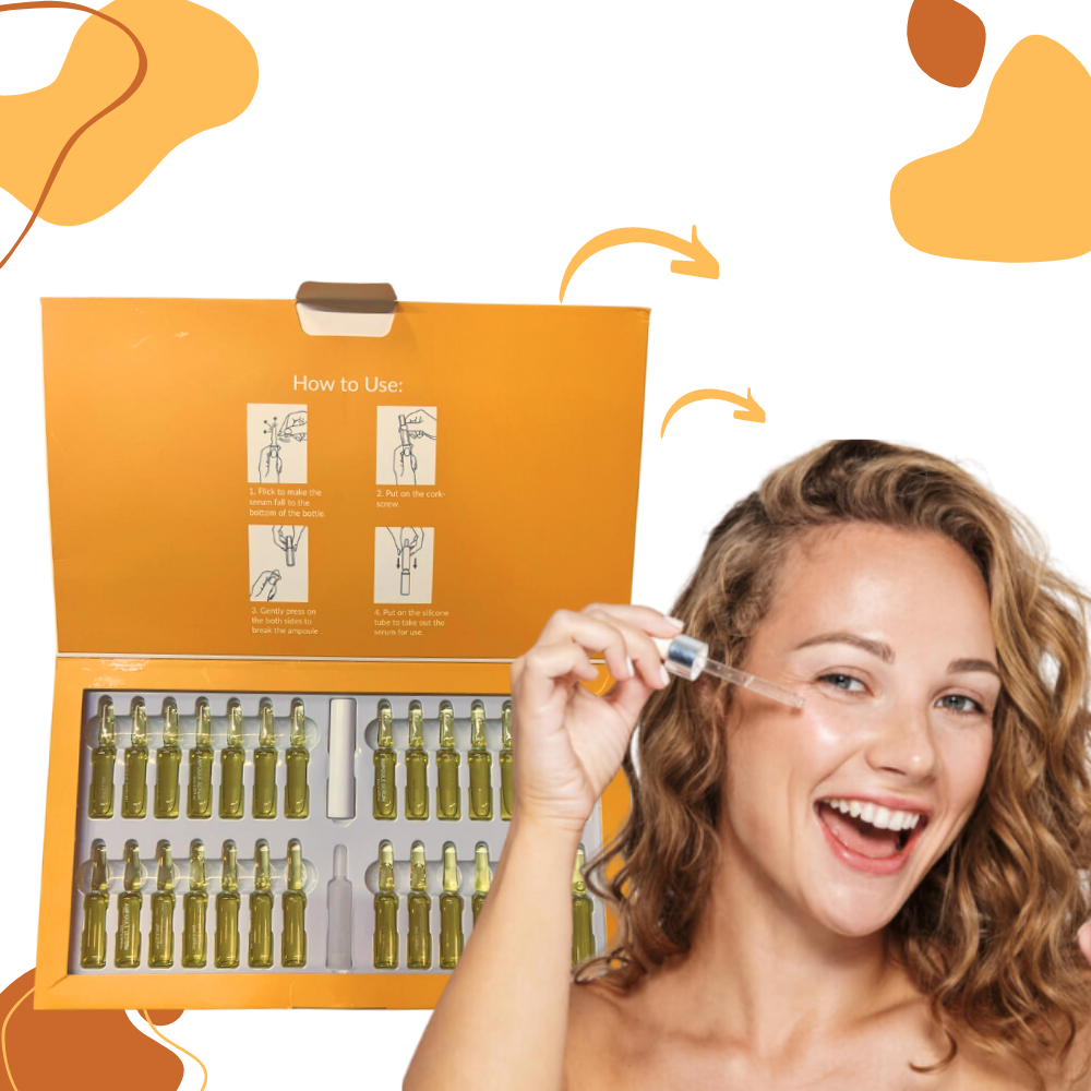 Britains Beauty Vitamin C Ampoule Serum - 20% Potent Vitamin C for Anti-Aging, Skin Whitening, Dark Spot Reduction, Smooth Skin, Fine Line Reduction - 28 Bottles x 2ml