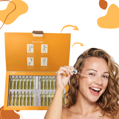 Britains Beauty Vitamin C Ampoule Serum - 20% Potent Vitamin C for Anti-Aging, Skin Whitening, Dark Spot Reduction, Smooth Skin, Fine Line Reduction - 28 Bottles x 2ml