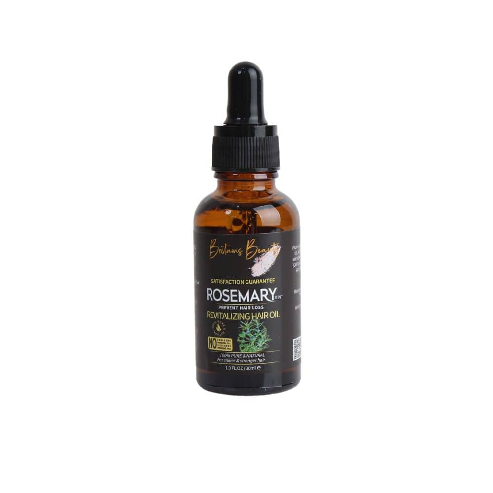 Britains Beauty Rosemary & Mint Hair Growth Oil - Strengthens, Thickens, and Nourishes Hair - Natural Ingredients, Fights Hair Loss, Promotes Healthy Scalp - 1 oz / 30 ml