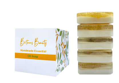 Britains Beauty Homemade Coconut Oil Soap - Natural Moisturizing Cleanser, Pack of 3 & Pack of 5, Each Bar Weighs 100g, Eco-Friendly Packaging