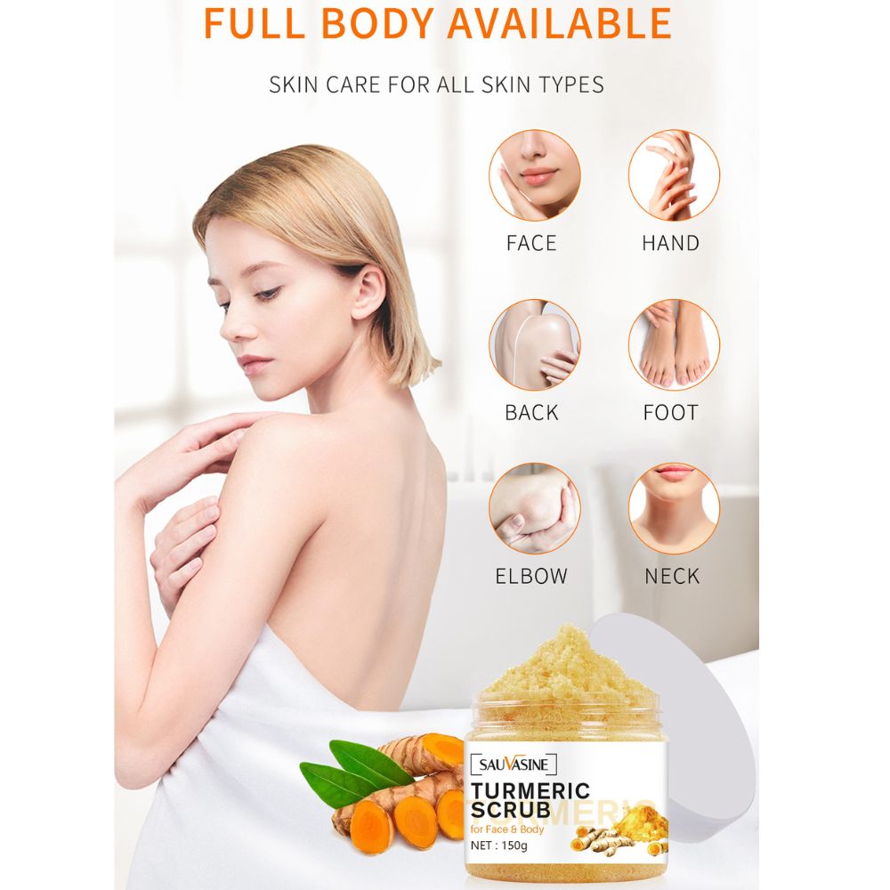 Britains Beauty Turmeric Scrub for Face and Body - Deep Cleansing, Detoxifying, Skin Brightening, Reduces Dark Spots, Lightens Acne Marks