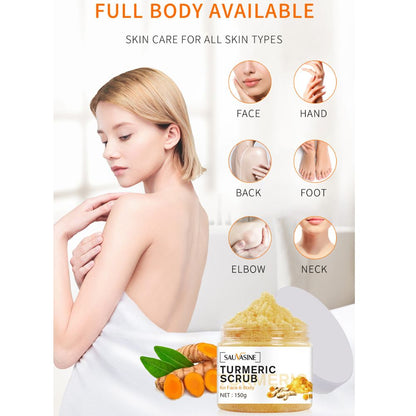 Britains Beauty Turmeric Scrub for Face and Body - Deep Cleansing, Detoxifying, Skin Brightening, Reduces Dark Spots, Lightens Acne Marks