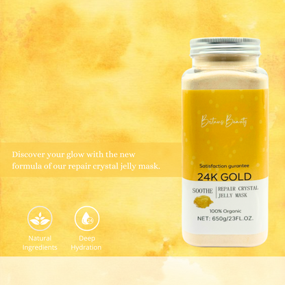 Britains Beauty 24K Gold Repair Crystal Jelly Mask - Organic Soothe & Repair, Hydrating, Anti-Aging, Exfoliating, Revitalizing - 650g
