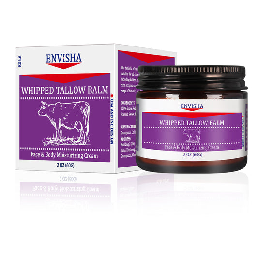 Whipped Tallow Balm - 100% Grass-Fed, Organic Moisturizing Cream for Face and Body, Enriched with Cold-Pressed Sweet Almond Oil, Hydrates and Nourishes Skin, Non-Greasy Formula, 2 oz (60g)