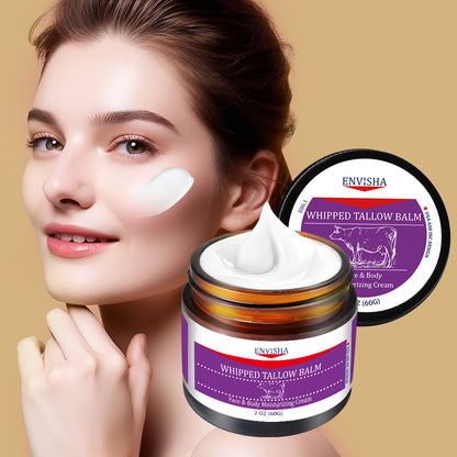 Whipped Tallow Balm - 100% Grass-Fed, Organic Moisturizing Cream for Face and Body, Enriched with Cold-Pressed Sweet Almond Oil, Hydrates and Nourishes Skin, Non-Greasy Formula, 2 oz (60g)