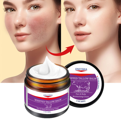Whipped Tallow Balm - 100% Grass-Fed, Organic Moisturizing Cream for Face and Body, Enriched with Cold-Pressed Sweet Almond Oil, Hydrates and Nourishes Skin, Non-Greasy Formula, 2 oz (60g)