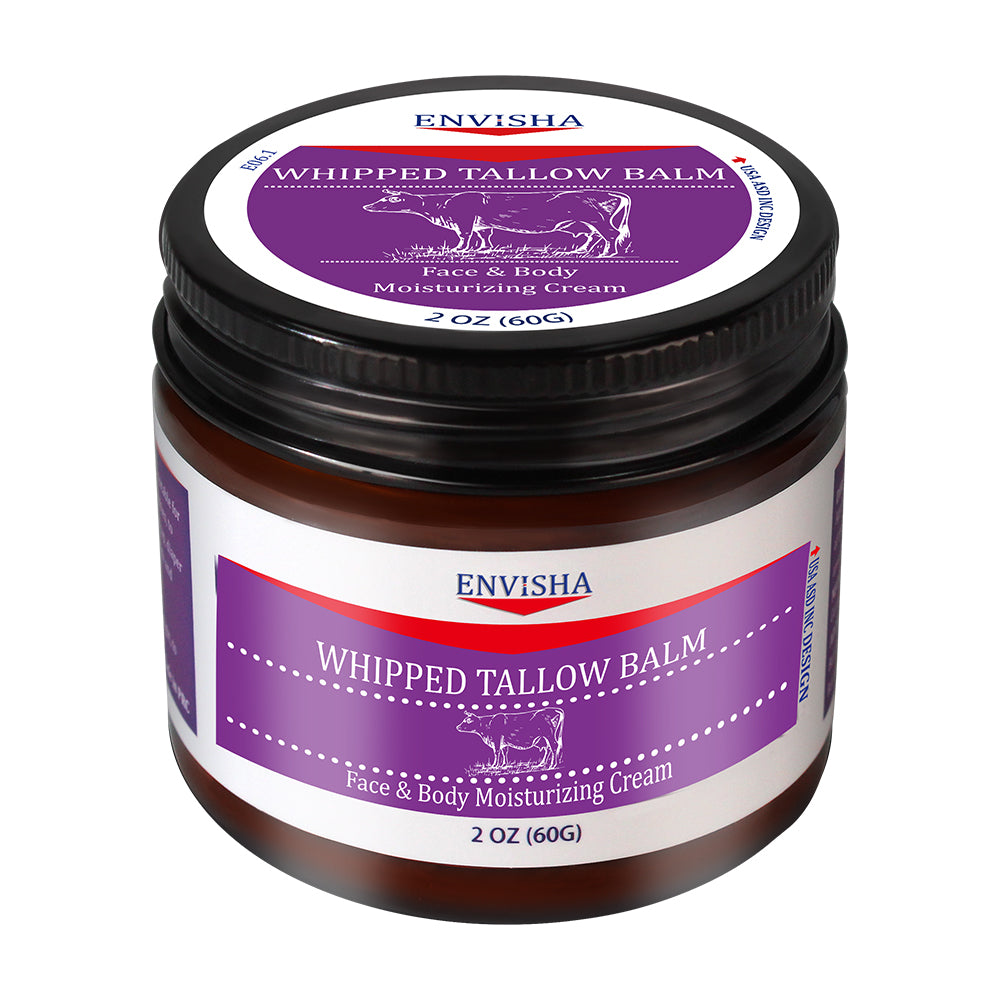 Whipped Tallow Balm - 100% Grass-Fed, Organic Moisturizing Cream for Face and Body, Enriched with Cold-Pressed Sweet Almond Oil, Hydrates and Nourishes Skin, Non-Greasy Formula, 2 oz (60g)