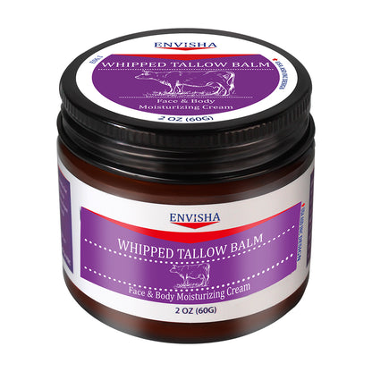 Whipped Tallow Balm - 100% Grass-Fed, Organic Moisturizing Cream for Face and Body, Enriched with Cold-Pressed Sweet Almond Oil, Hydrates and Nourishes Skin, Non-Greasy Formula, 2 oz (60g)