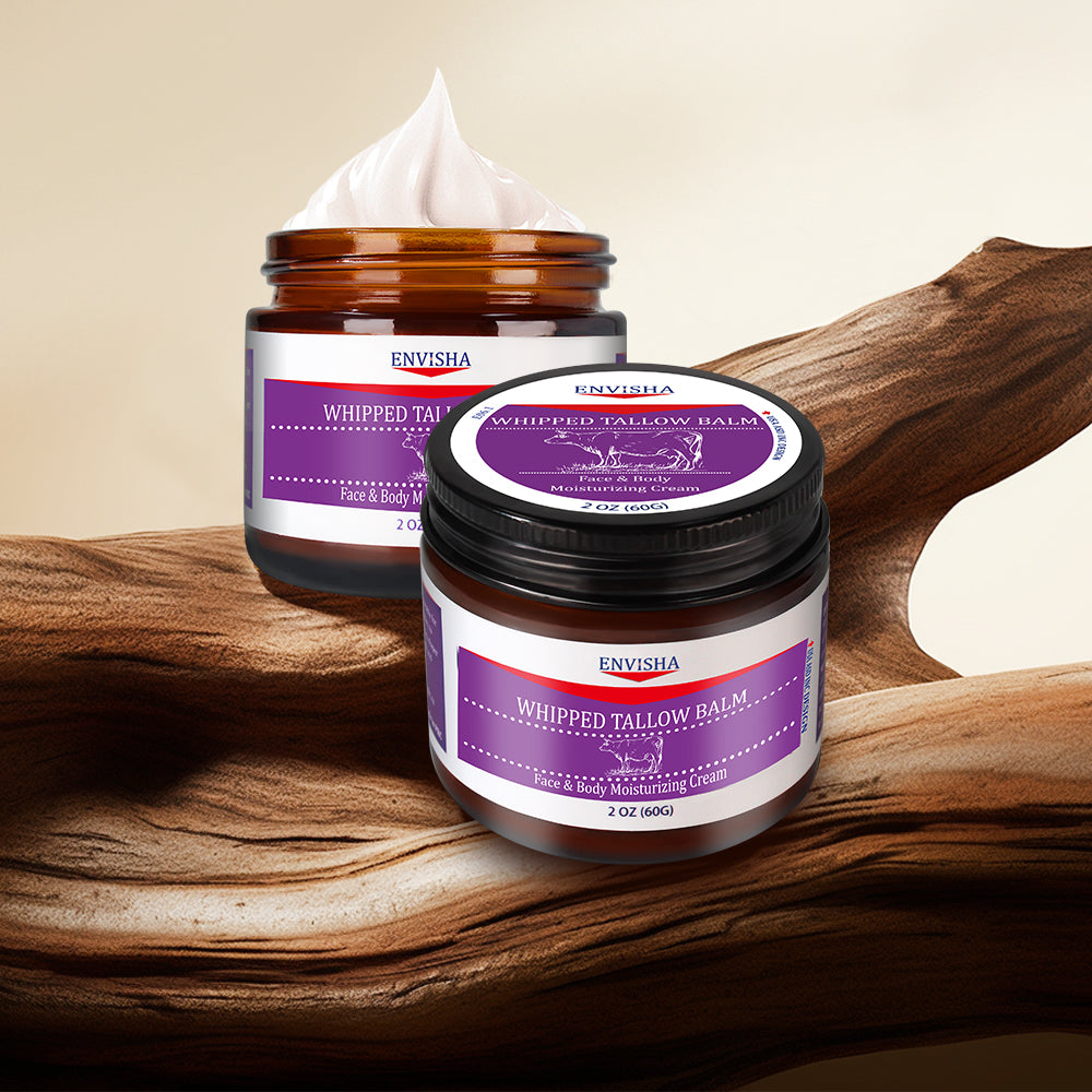 Whipped Tallow Balm - 100% Grass-Fed, Organic Moisturizing Cream for Face and Body, Enriched with Cold-Pressed Sweet Almond Oil, Hydrates and Nourishes Skin, Non-Greasy Formula, 2 oz (60g)