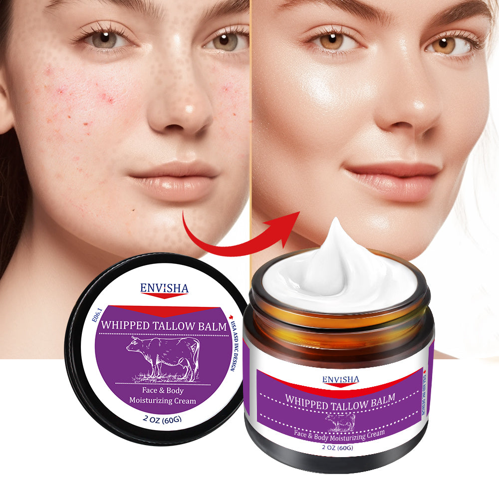 Whipped Tallow Balm - 100% Grass-Fed, Organic Moisturizing Cream for Face and Body, Enriched with Cold-Pressed Sweet Almond Oil, Hydrates and Nourishes Skin, Non-Greasy Formula, 2 oz (60g)