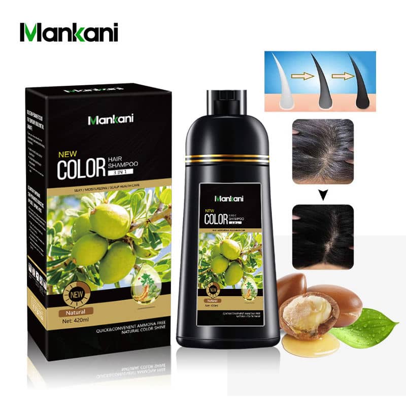 Hair Color Shampoo – Instant Ammonia-Free Hair Dye with Argan, Natural Herbal Essence, Ginseng, and Olive Extracts, 420ml