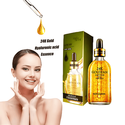 Luxurious 24K Goldzan Ampoule - 99.9% Pure Gold Serum for Deep Moisturizing, Brightening, and Skin Rejuvenation - Anti-Aging Essence with Niacinamide, Gold Foil, and Snail Secretion Filtrate
