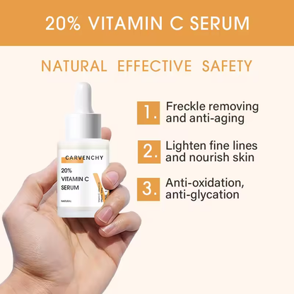 Vitamin C Serum 20% - Anti-Aging & Brightening Formula with Natural Antioxidants, Collagen & Hyaluronic Acid, Reduces Dark Spots & Wrinkles - 30ml/1.01 fl oz