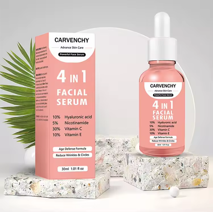 Britains Beauty 4 in 1 Facial Serum - Advanced Skin Care with Hyaluronic Acid, Nicotinamide, Vitamin C, Vitamin E - Anti-Aging, Hydrating, Brightening, and Wrinkle-Reducing Formula for All Skin Types - 30ml