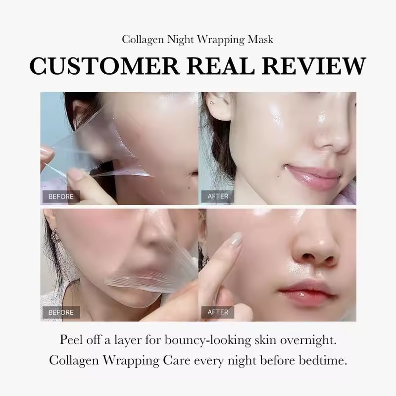 Collagen Night Wrapping Mask - Peel-Off Facial Treatment for Enhanced Skin Firmness and Hydration - 75ml