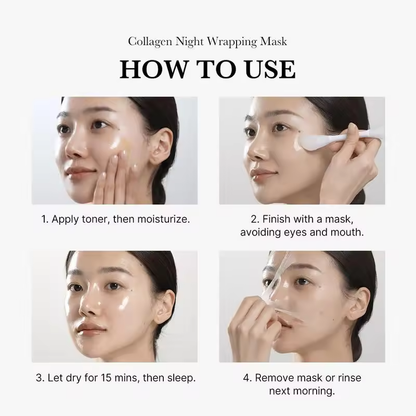 Collagen Night Wrapping Mask - Peel-Off Facial Treatment for Enhanced Skin Firmness and Hydration - 75ml