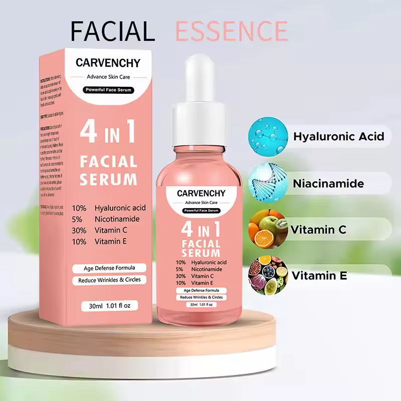 Britains Beauty 4 in 1 Facial Serum - Advanced Skin Care with Hyaluronic Acid, Nicotinamide, Vitamin C, Vitamin E - Anti-Aging, Hydrating, Brightening, and Wrinkle-Reducing Formula for All Skin Types - 30ml