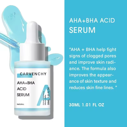 AHA+BHA Fruit Acid Serum - Natural Exfoliating and Brightening Skincare Formula, Reduces Acne and Fine Lines, Stimulates Collagen, 30ml (1.01 fl oz)