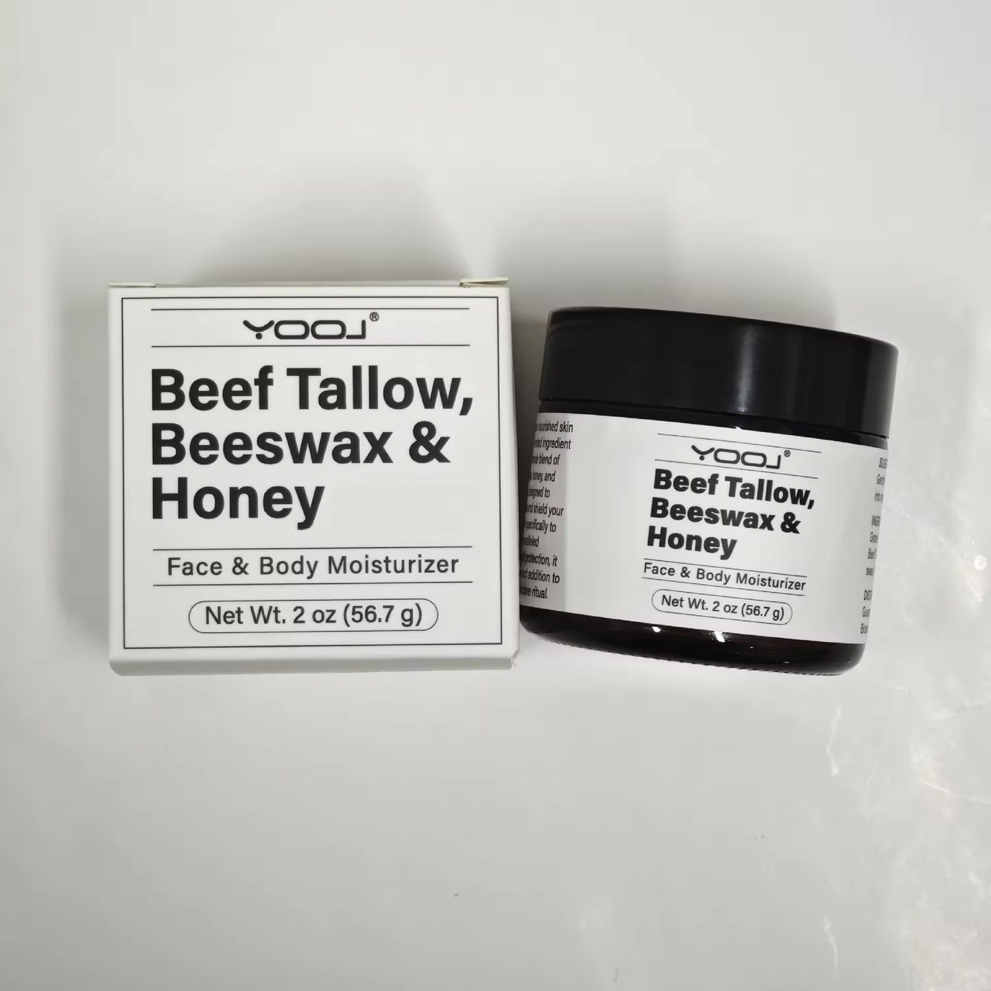 Beef Tallow, Beeswax & Honey Face & Body Moisturizer - Pure Natural Hydrating Balm for Dry, Sensitive Skin, Acne-Prone Skin - 56g