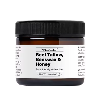 Beef Tallow, Beeswax & Honey Face & Body Moisturizer - Pure Natural Hydrating Balm for Dry, Sensitive Skin, Acne-Prone Skin - 56g