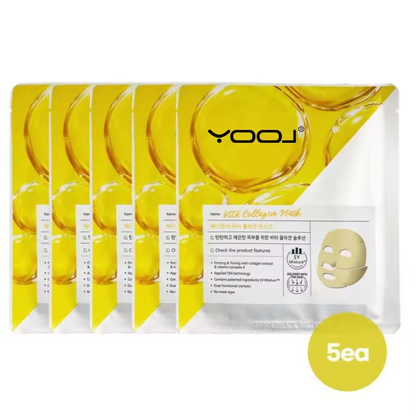 Vita Collagen Mask - Firming & Hydrating Sheet Mask with Collagen Extract for Youthful Glow, Pack of 5 Masks - Ideal for All Skin Types