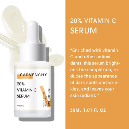 Vitamin C Serum 20% - Anti-Aging & Brightening Formula with Natural Antioxidants, Collagen & Hyaluronic Acid, Reduces Dark Spots & Wrinkles - 30ml/1.01 fl oz