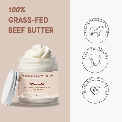 Pure Grass-Fed Whipped Tallow Cream,  Natural Moisturizer for Face & Body.