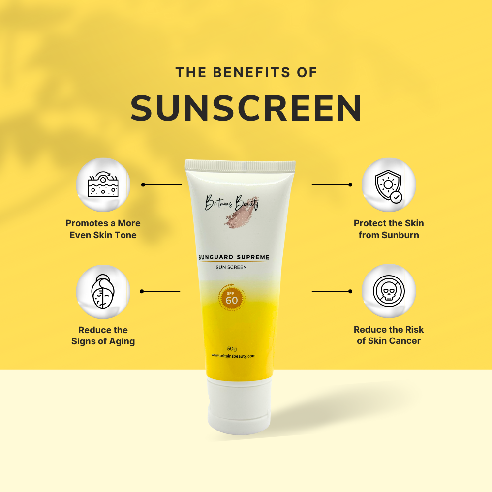 Britains Beauty Sunguard Supreme SPF 60 Sunscreen, Broad Spectrum UVA/UVB Protection, Lightweight Formula for Sensitive Skin - 50g