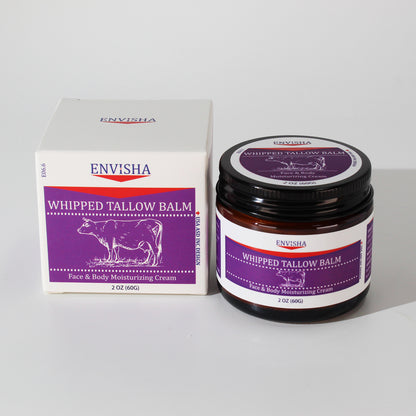 Whipped Tallow Balm - 100% Grass-Fed, Organic Moisturizing Cream for Face and Body, Enriched with Cold-Pressed Sweet Almond Oil, Hydrates and Nourishes Skin, Non-Greasy Formula, 2 oz (60g)