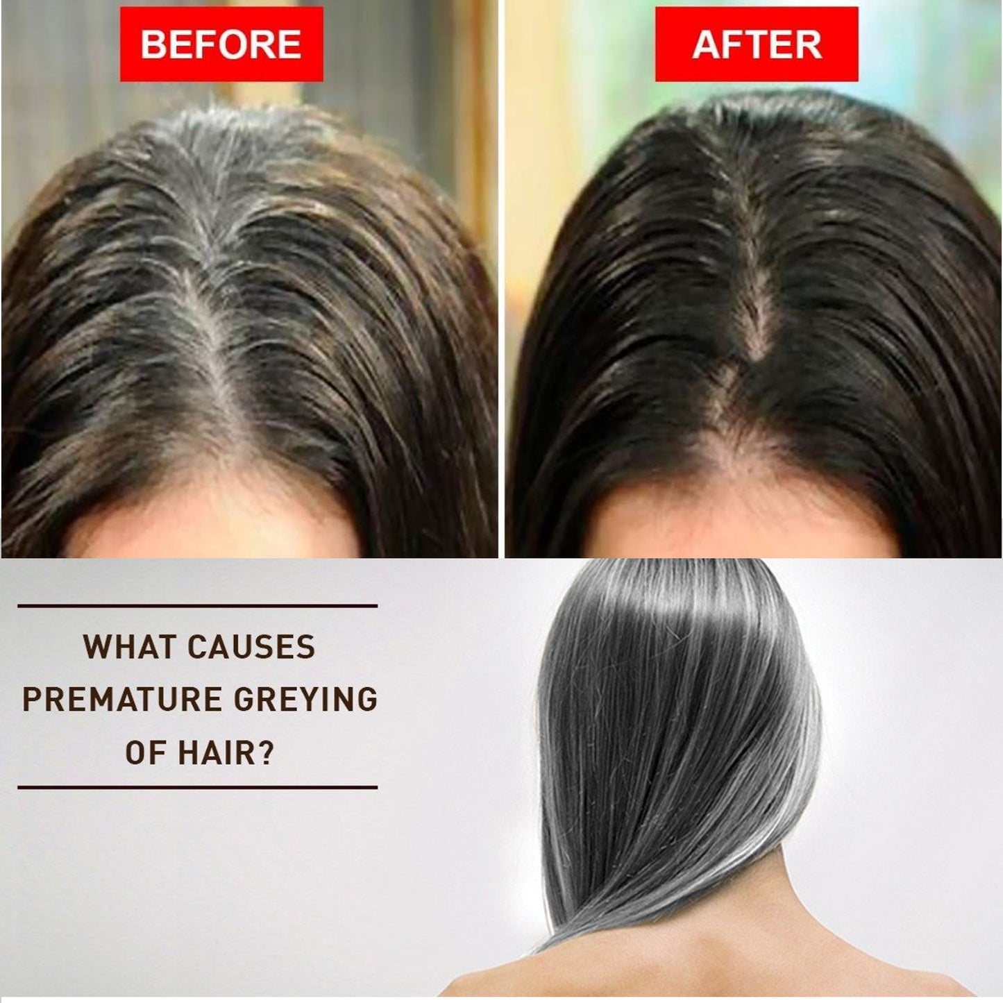 White Hair Darkening Spray with Herbal Ingredients, Restores Natural Color, Anti-Dandruff, Nourishes Hair Follicles, Reduces Itching & Flaky Scalp - 50ml